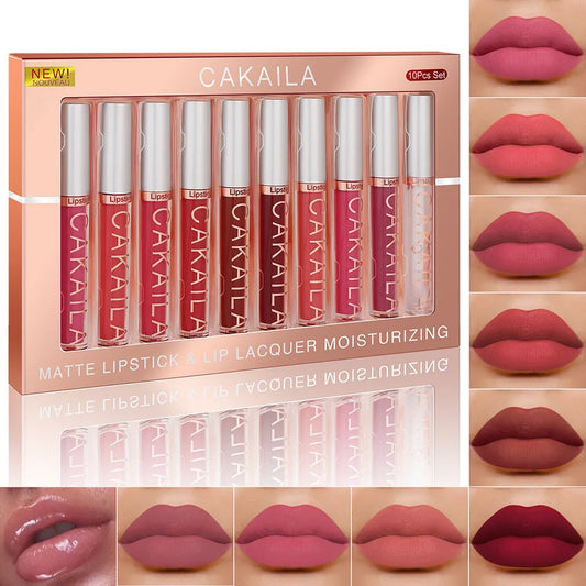 CAKAILA Nude Matte Velvet Lip Gloss Set (10PCS)