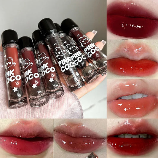 PINKCOCO Bear Doodle Mirror Lip Glaze